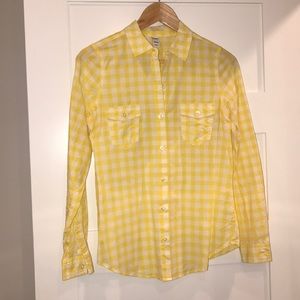 Women’s old navy yellow plaid button down shirt
